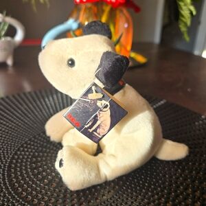 Beige Plush Nipper Dog Collectible (Beige/Black)
